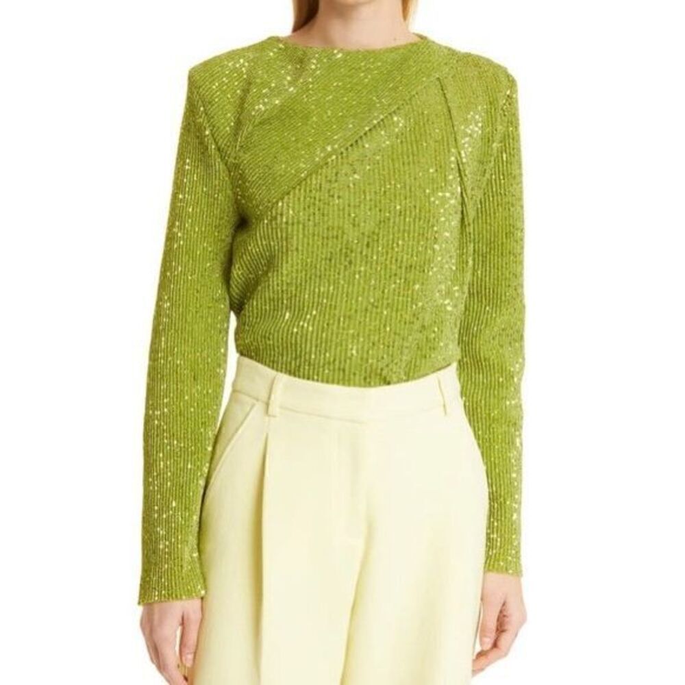 Stine Goya Denise Sequin Top in Green NWT Size XS